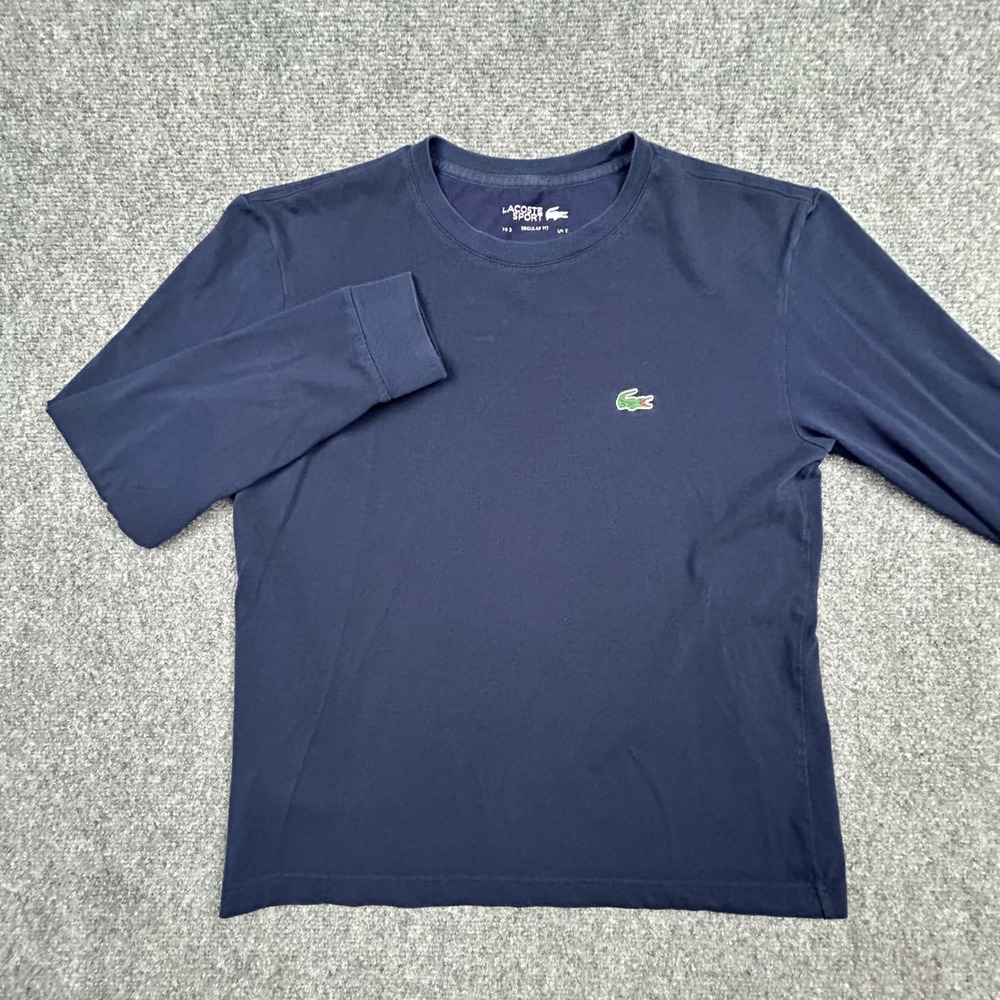 Lacoste Sport Long Sleeve Tee Mens S Navy Blue Ultra Dry Regular Fit Athletic